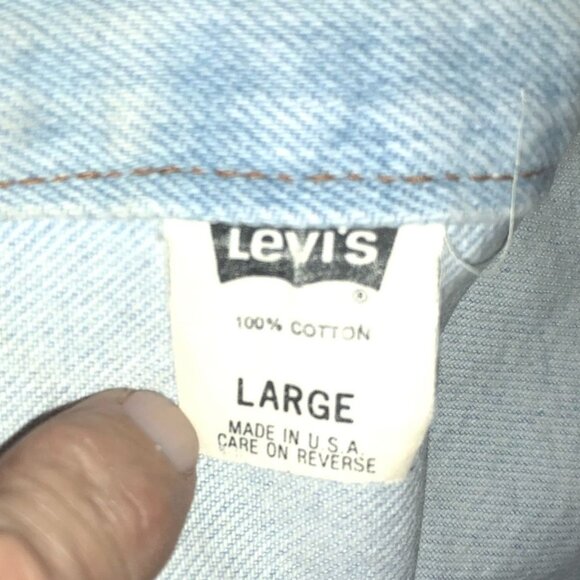 Levis Men's Jeans Jacket Large Vintage Made in the USA Light Wash - Picture 3 of 16